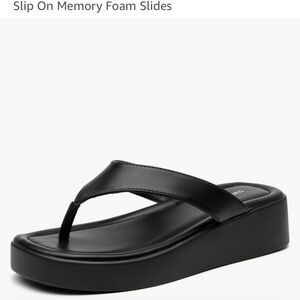 Black Leather Platform Sandals Flip Flops